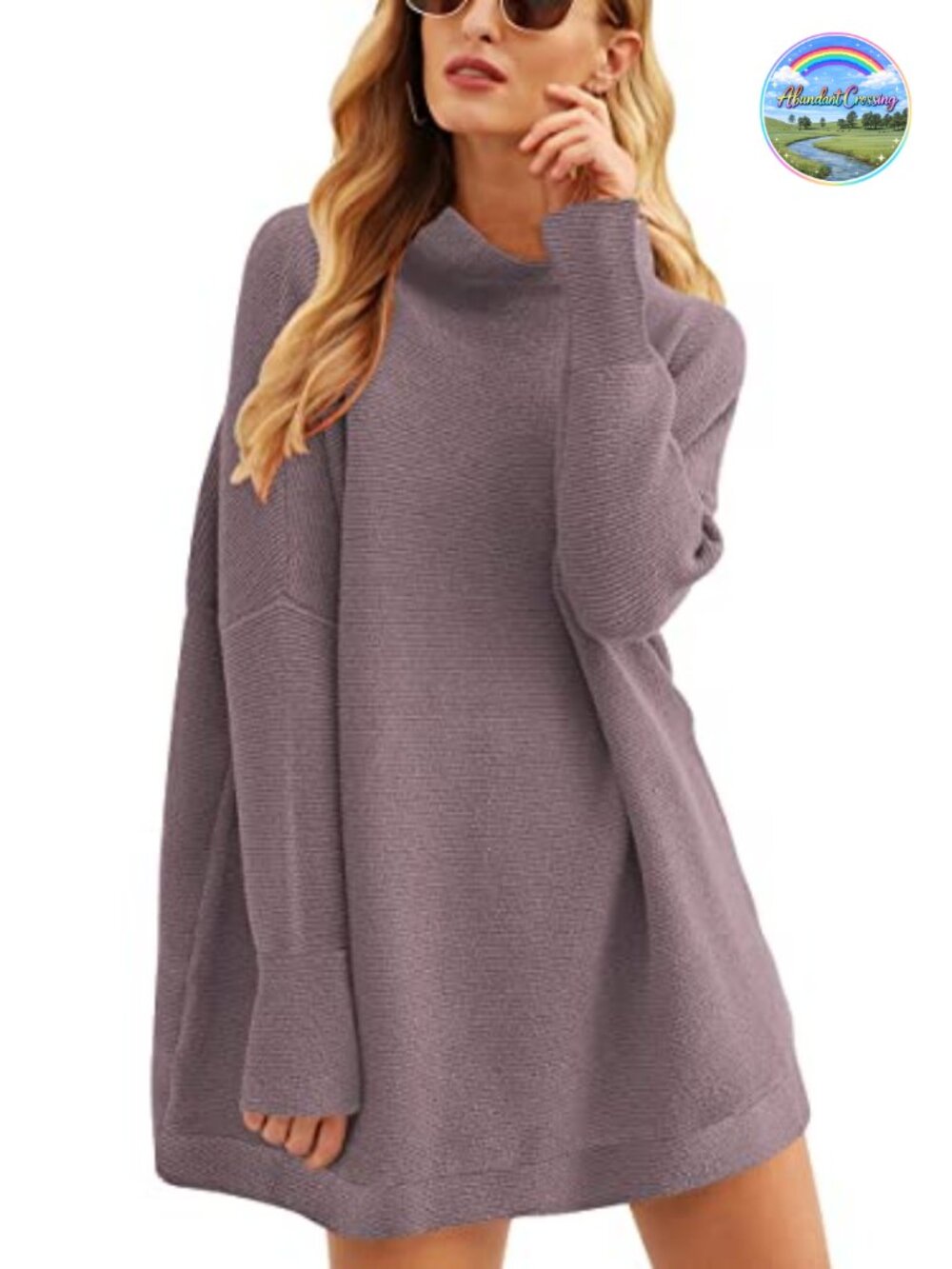 Oversized Turtleneck Tunic Sweater Long Sleeve Pullover Knit